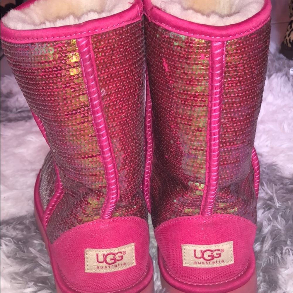 Hot pink sequence UGG boots